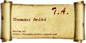 Thomasz Anikó névjegykártya