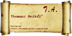 Thomasz Anikó névjegykártya